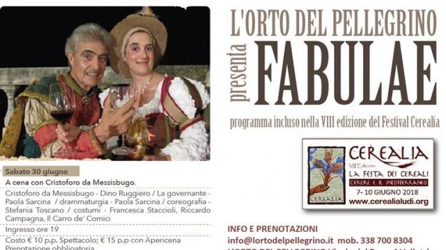 CEREALIA: A cena con Cristoforo da Messisbugo il 30 giugno presso L’Orto del Pellegrino a Velletri