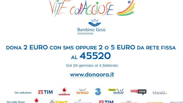 “VITE CORAGGIOSE”: SMS SOLIDALE 45520 campagna OPBG sulle malattie rare