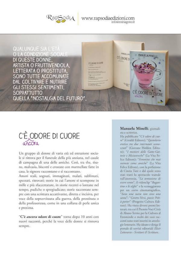 “C’è ancora odore di cuore”: il nuovo libro di Manuela Minelli che racconta l’amicizia e l’amore in ogni sfaccettatura