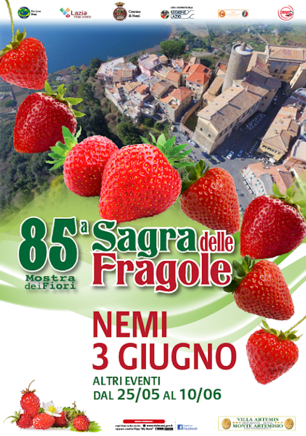 Il 3 giugno a Nemi l’85esima edizione della Sagra delle Fragole