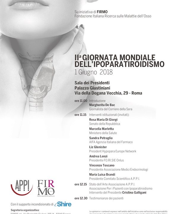 Torna a Roma la Giornata Mondiale dell’Ipoparatiroidismo:  l’impegno di A.P.P.I. per le nuove frontiere  di cura della malattia