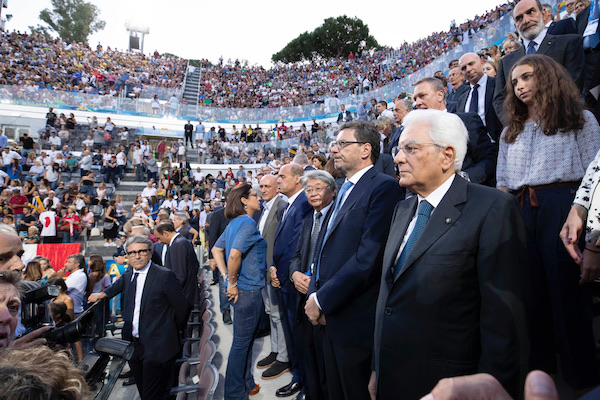 Il Presidente Mattarella alla partita inaugurale dei Mondiali di Pallavolo maschile Italia  – Giappone
