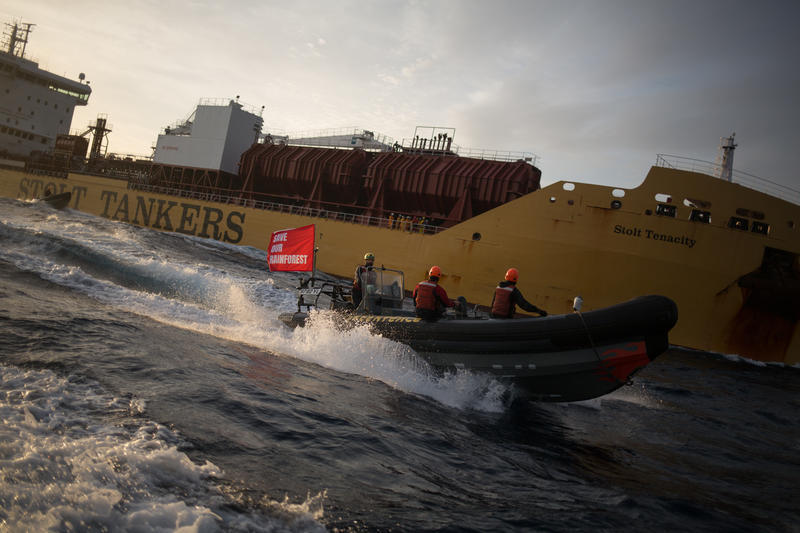 Sei attivisti di Greenpeace arrestati a bordo di una nave che trasporta olio di palma in Europa