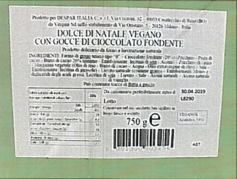 Salute: richiamo dolce di Natale al cioccolato vegano Veggie a marchio Despar