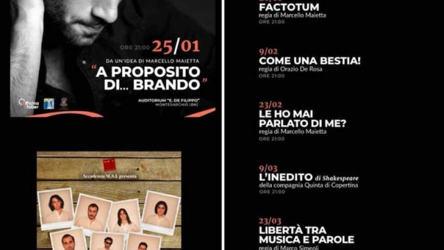 “A proposito di … Brando” e “Factotum” stasera e domani sera all’Auditorium Edoardo De Filippo di Montesarchio