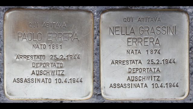 Giornata della Memoria 2019: Le Pietre d’inciampo in memoria dei coniugi Paolo Errera e Nella Grassinia a Mirano (VE)