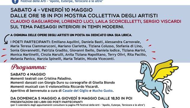 “Apollo, Tersicore, Euterpe e le altre”: Festival della Arti al Polmone Pulsante dal 4 al 10 Maggio 2019 e Mostra sul tema “Paesaggi interiori in tempi moderni”