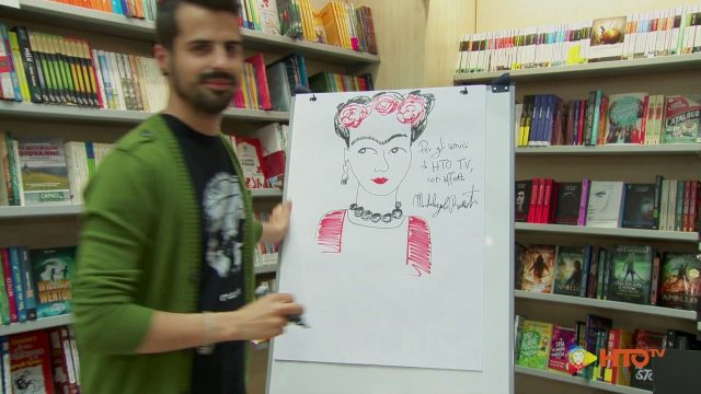 Incontri con l’Autore: Michelangelo Rossato disegna Frida Kahlo per HTO.tv alla libreria Ubik di Mirano (VE)