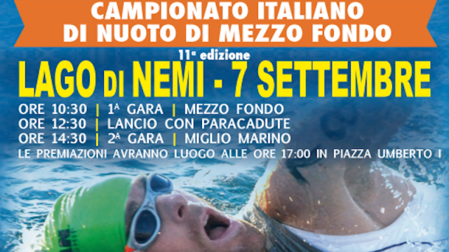 Nemi: torna il Campionato Italiano di Nuoto di Mezzo fondo