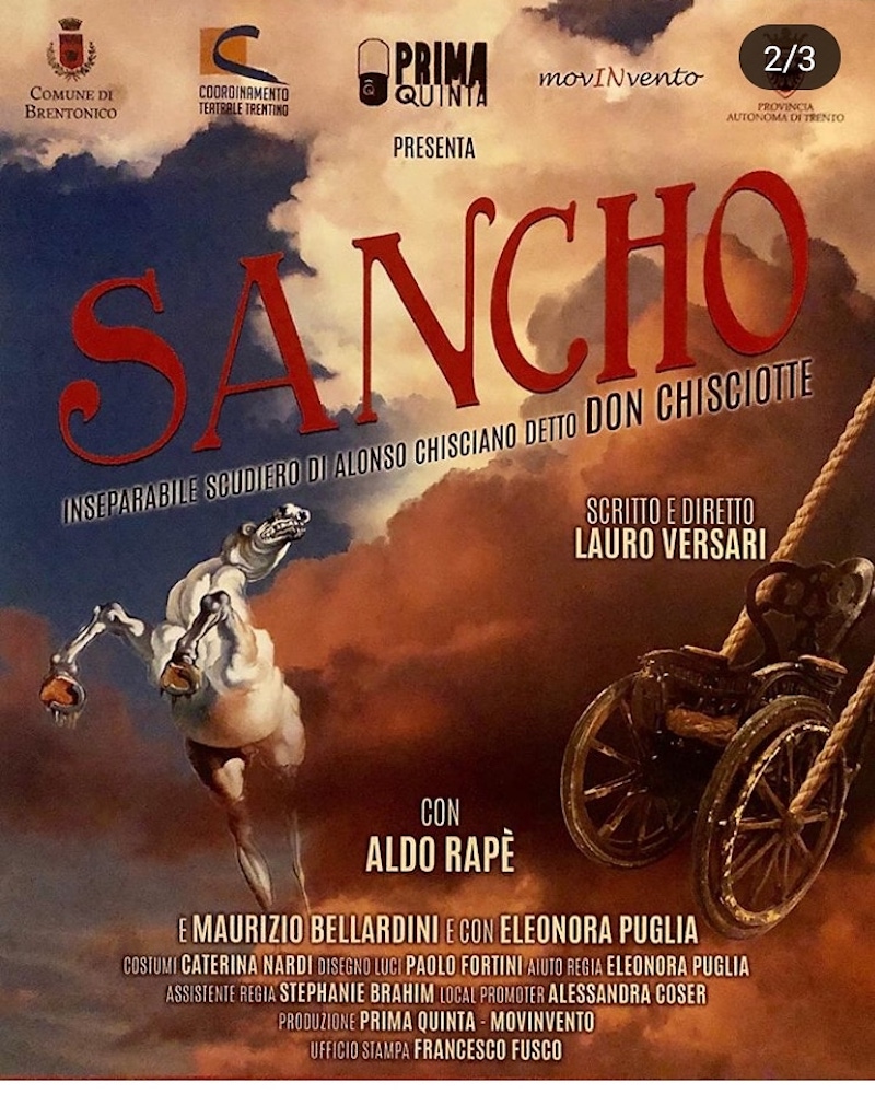 Il 9 dicembre al Teatro Rosso di San Secondo andrà in scena SANCHO, inseparabile scudiero di Alonso Chisciano detto DON CHISCIOTTE. Regia di Lauro Versari