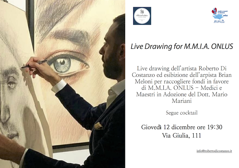 Live drawing for M.M.I.A. Onlus dell’artista Roberto Di Costanzo il 12 dicembre 2019 ore 19.30