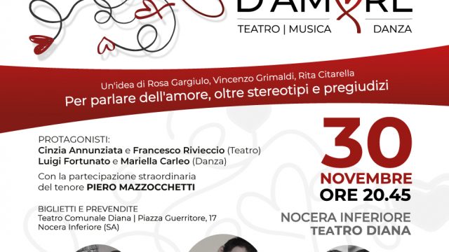 Nocera Inferiore: il 30 novembre al Teatro Diana andrà in scena la prima nazionale di “Intrecci d’amore” performance di musica, danza e teatro