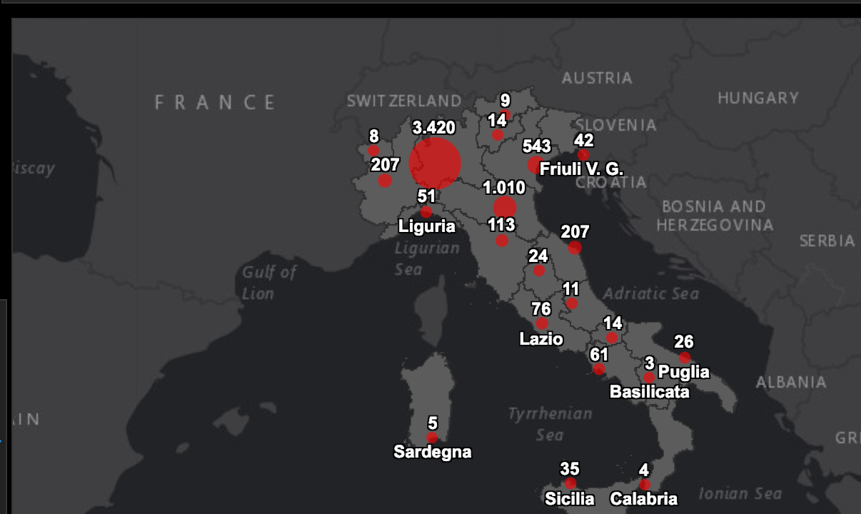 Coronavirus: da oggi on line la mappa dei contagi in Italia