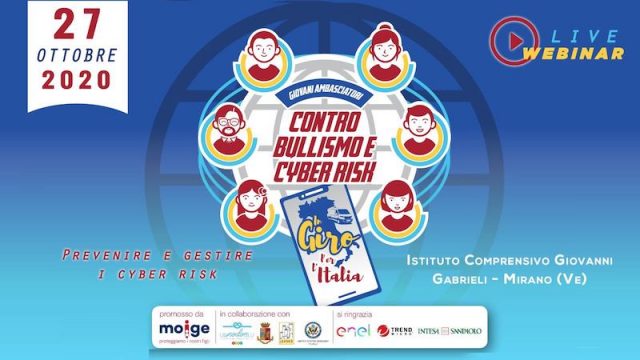 Fa tappa a Mirano, in Veneto, “Giovani Ambasciatori contro Bullismo e Cyber-risk, in giro per l’Italia”,  la campagna nazionale di formazione all’uso consapevole dei devices e della rete internet, promossa dal MOIGE – Movimento Italiano Genitori.