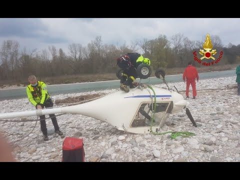 Vigili del Fuoco – Susegana (TV), Recupero dell’ultraleggero precipitato nel greto del fiume Piave