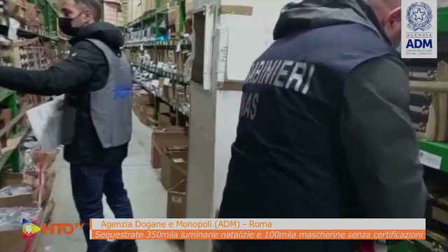 ADM – Roma, Sequestrate 357.000 luminarie natalizie e 101.500 mascherine facciali