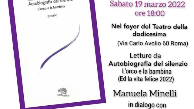 L’ORCO E LA BAMBINA – Storie di orrore quotidiano, Cinzia Marulli presenta il suo ultimo libro nel foyer del Teatro della XII