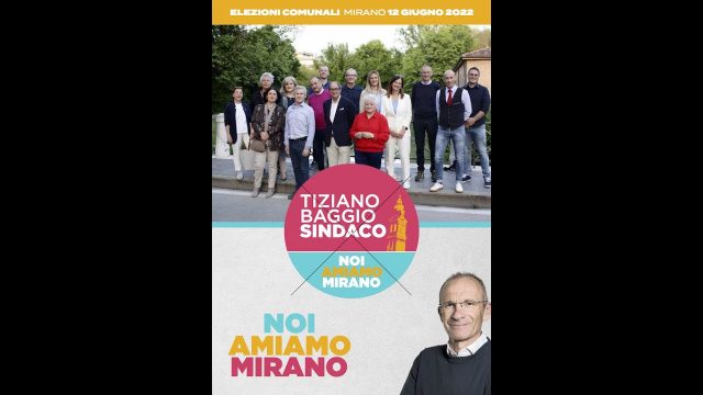 Tiziano Baggio, Candidato Sindaco del Comune di Mirano (VE), presenta la sua Lista Civica Noi Amiamo Mirano
