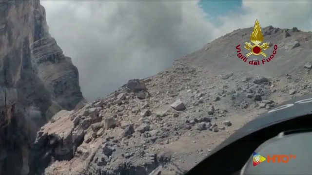 Borca di Cadore (BL) – Ricognizione aerea della vasta frana staccatasi stamane dal Monte Pelmo