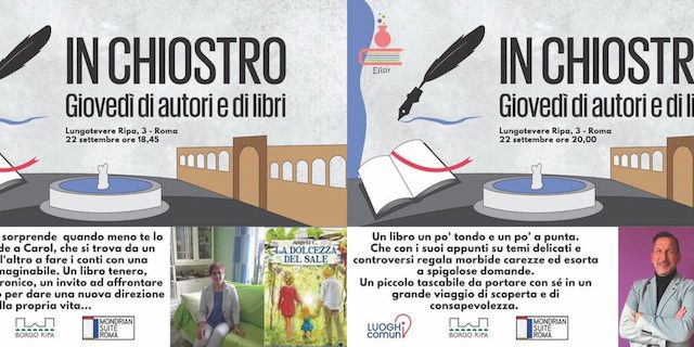 Penultimo appuntamento con In-Chiostro – Giovedì a Borgo Ripa in scena i libri di Angela Casalanguida e Gianluca Grossi