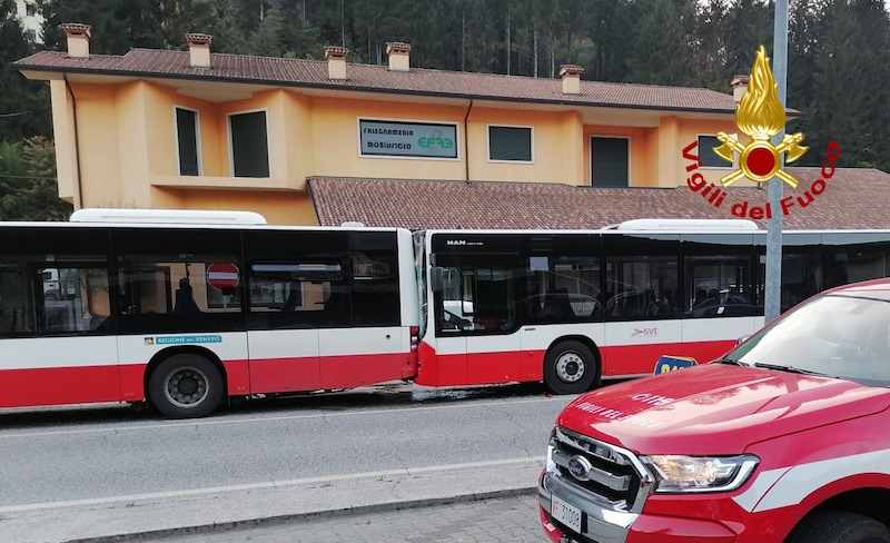 Valdagno Loc. San Quirico (VI) – Tamponamento tra 2 bus del trasporto pubblico carichi di studenti: Ferita una studentessa ed un autista