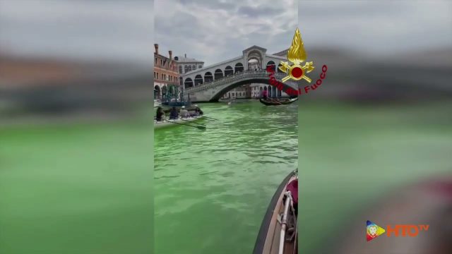 Venezia – L’acqua del Canal Grande si colora di verde: Intervento dei Vigili del fuoco e di ARPA Veneto