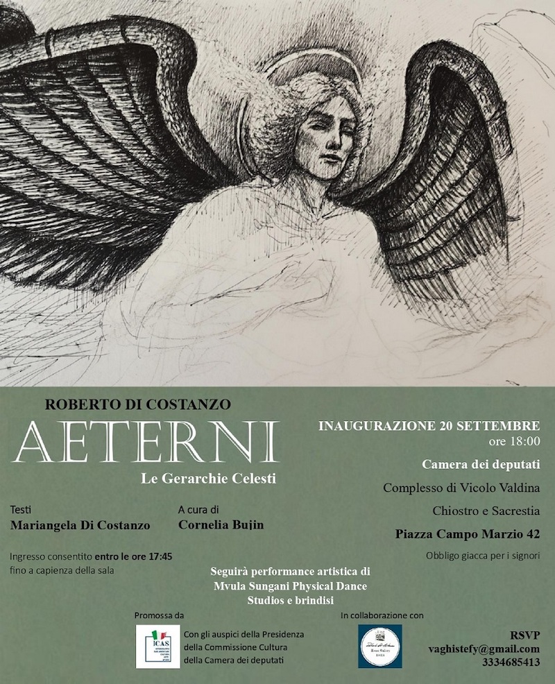 Roberto Di Costanzo: Aeterni – Le gerarchie celesti, a cura di Cornelia Bujin dal 21 al 29 settembre 2023 Palazzo Valdina