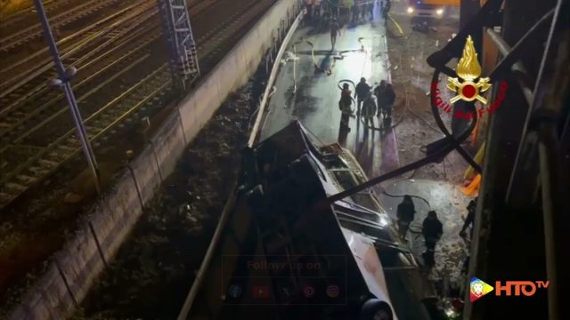 Mestre (VE) – Messa in sicurezza del bus precipitato dal cavalcavia Vempa