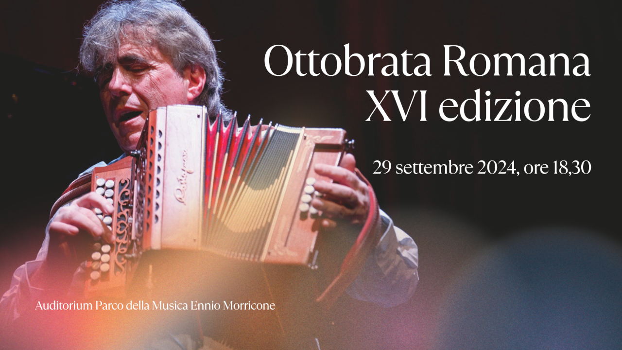 Ottobrata Romana XVI Ed. – Premio Gabriella Ferri 2024: Ambrogio Sparagna in concerto il 29 settembre alle ore 18:30 nella Sala Sinopoli  dell’Auditorium Parco della Musica di Roma